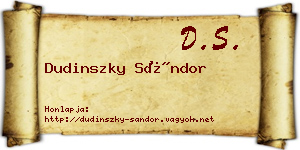 Dudinszky Sándor névjegykártya